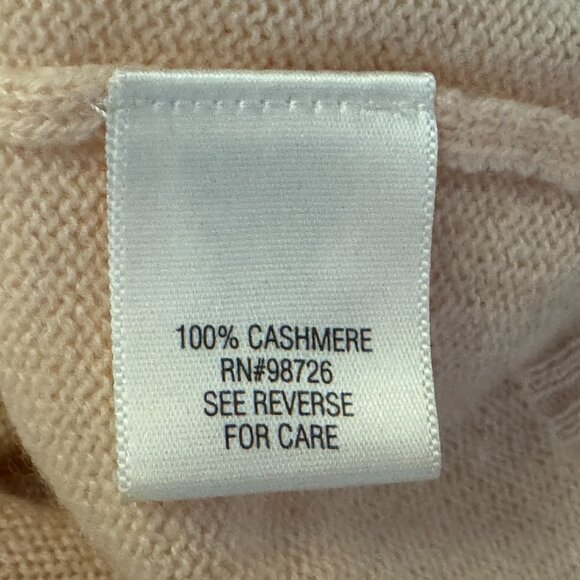 100% Cashmere Button-Down Cardigan Sweater, Blush Pink, Juniors L, Circa 1990s - Picture 15 of 16